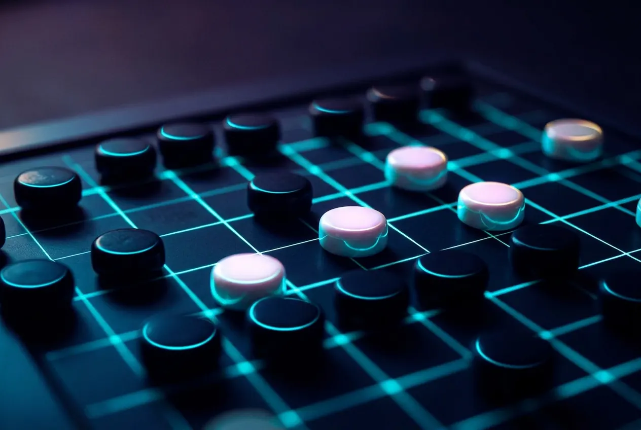 Go board overlaid with a glowing probability grid